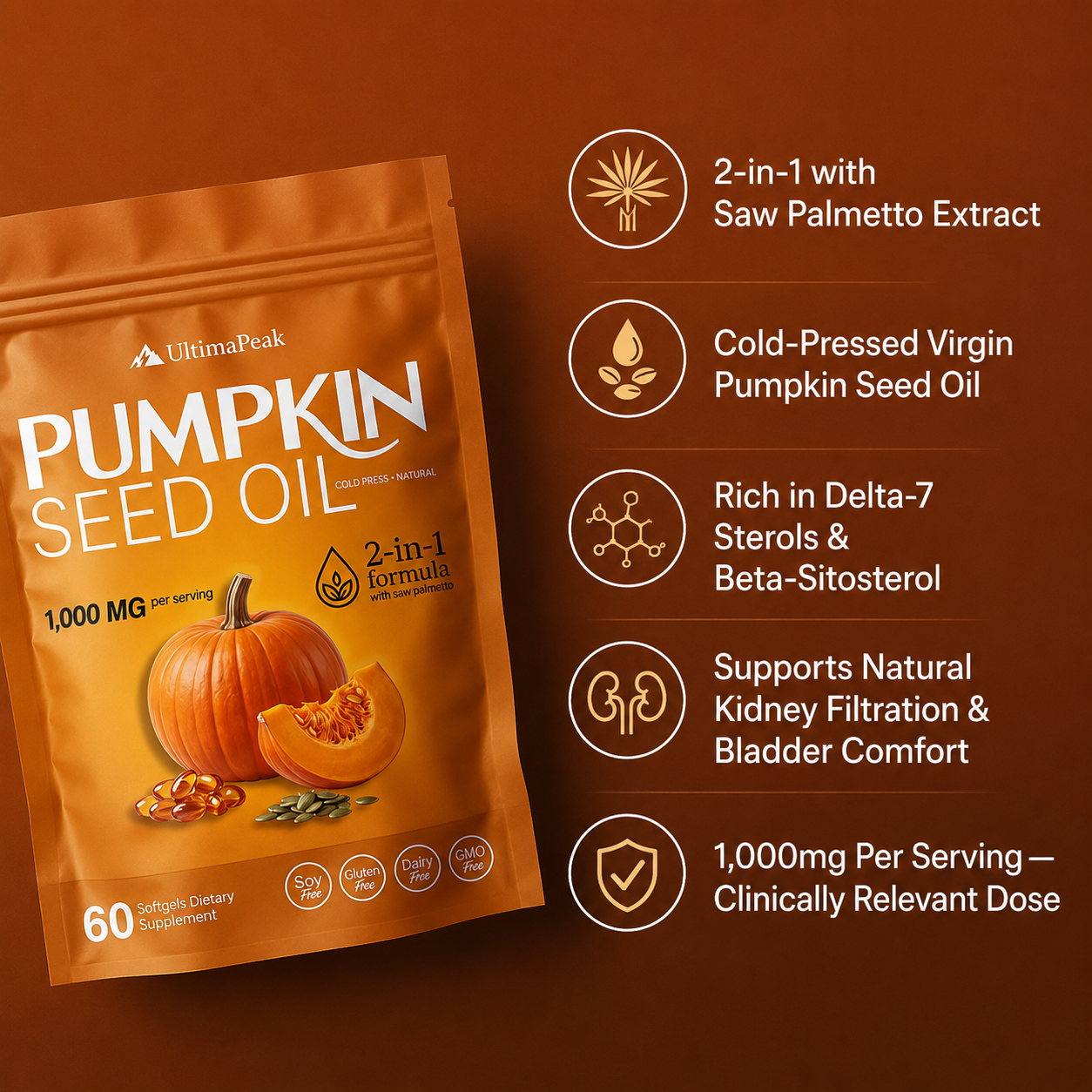 UltimaPeak Pumpkin Seed Oil Softgels